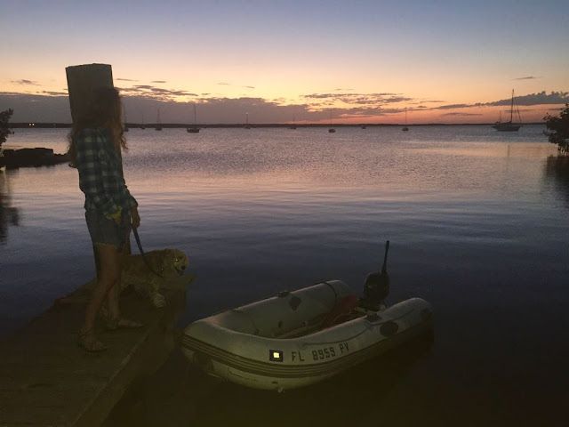 Tarpon Basin Dinghy Dock at dusk