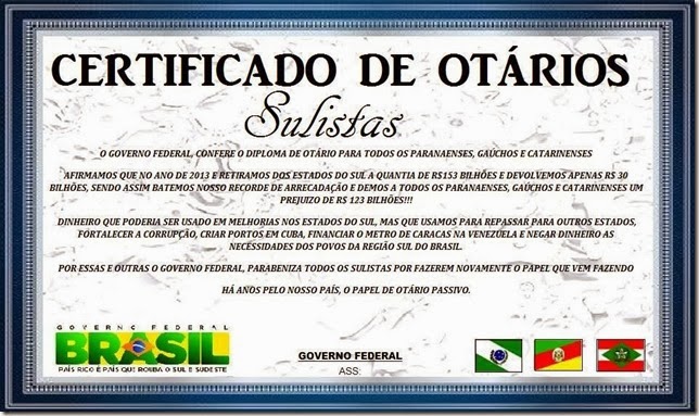 certificado de otários