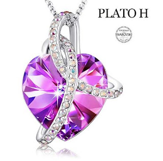PLATO H ❤Gift Packaging❤ Crystals from Swarovski, Heart Necklace Courageous Love Fashion Noble Heart Pendant Necklace for Women, Birthday Birthstone Jewelry Gifts for Girl, 18"