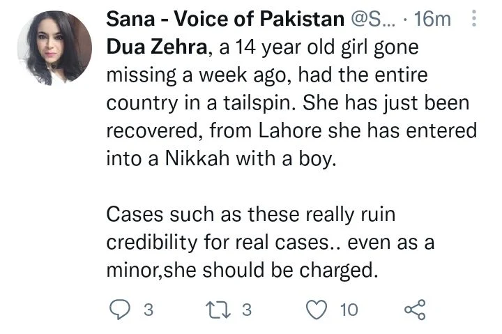 Dua Zehra Found in Lahore