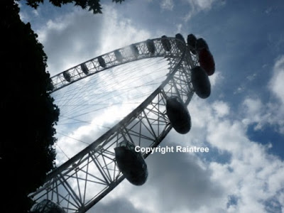 view from beneath the london eye ferris wheel