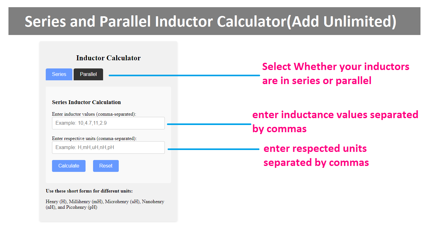 Series and Parallel Inductor Calculator(Add Unlimited)