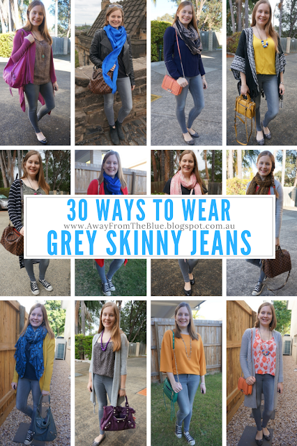 30 ways to wear grey skinny jeans away from the blue outfit idea blogger