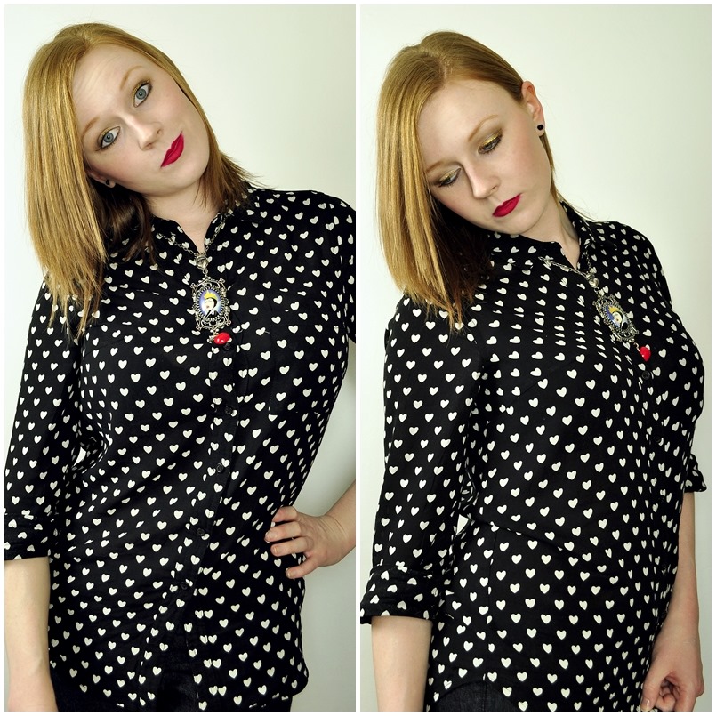 new look black heart print shirt