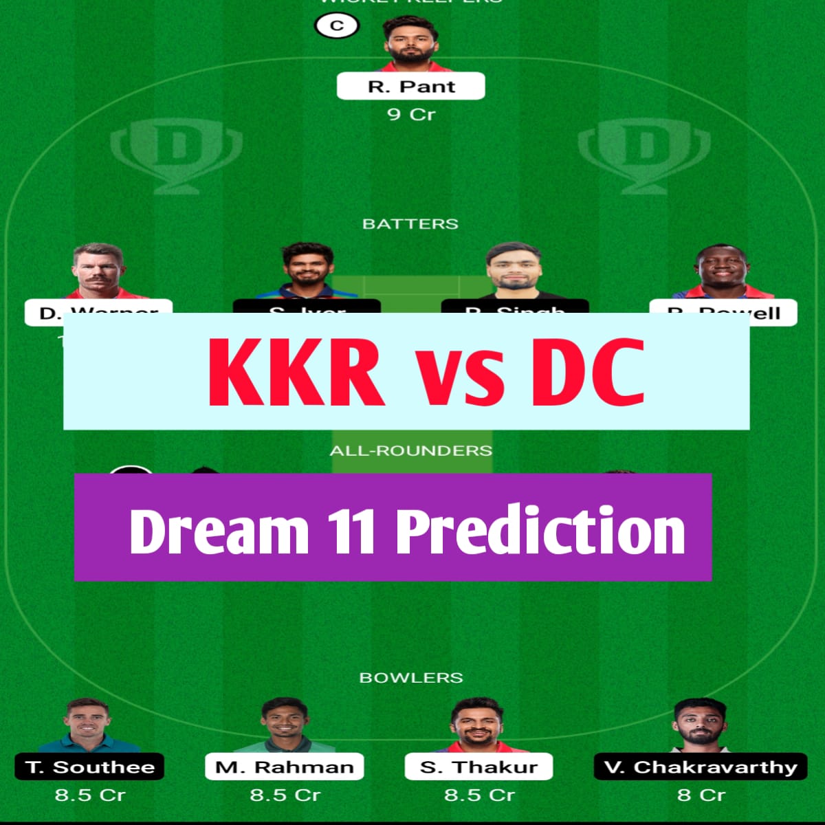 KKR vs DC Dream 11 Prediction 2022 TATA IPL 2022 Match no 41 Dream11 Prediction