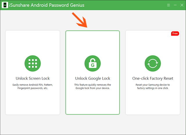 choose Unlock Google Lock