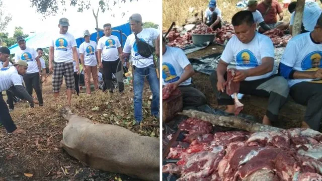 Meriah! Panitia Kurban di Riau Ramai-ramai Pakai Kaus Gambar Anies Baswedan