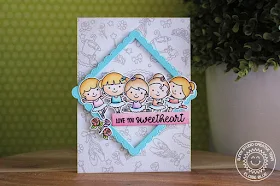 Sunny Studio Stamps: Tiny Dancers Fancy Frames Tone-On-Tone Stamped Background Card by Eloise Blue
