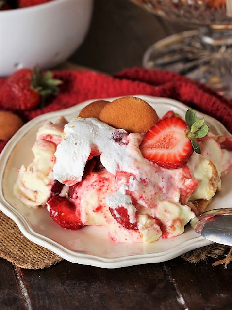 Serving of Strawberry Pudding On a Plate Image
