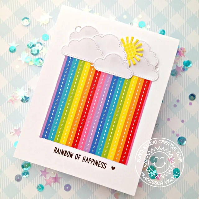 Sunny Studio Stamps: Best Fishes Fluffy Clouds Over The Rainbow Rainbow Word Die Rainbow Themed Cards by Franci Vignoli and Mona Toth