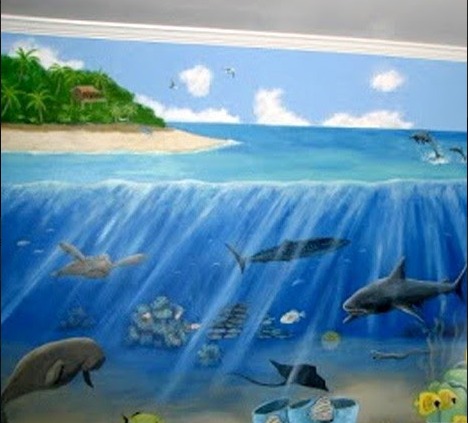 Motif Lukisan Mural Ikan Paling Simple