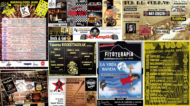 Carteles de conciertos en los bares durante las fiestas de Barakaldo