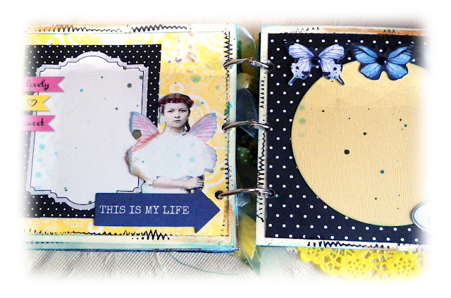 Happy Mini Album by Lisa Novogrodski for Scraps of Darkness using the April Kit Blue Skies and Sunshine