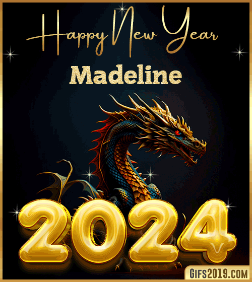 Happy New Year 2024 gif wishes Madeline
