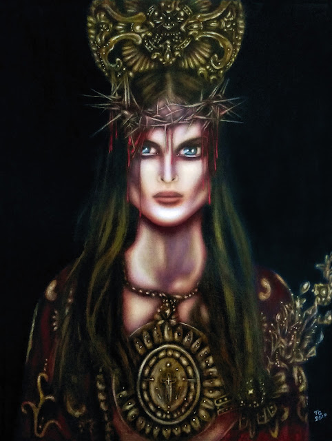 painting of christ ecce homo in a crown of thorns by tiago azevedo a lowbrow pop surrealism artist