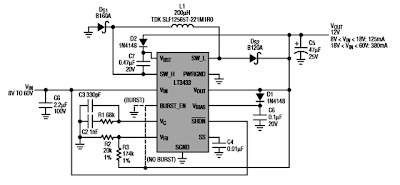 LT3433 based Step Up/Step Down DC to DC Converter Circuit Diagram circuit with explanation
