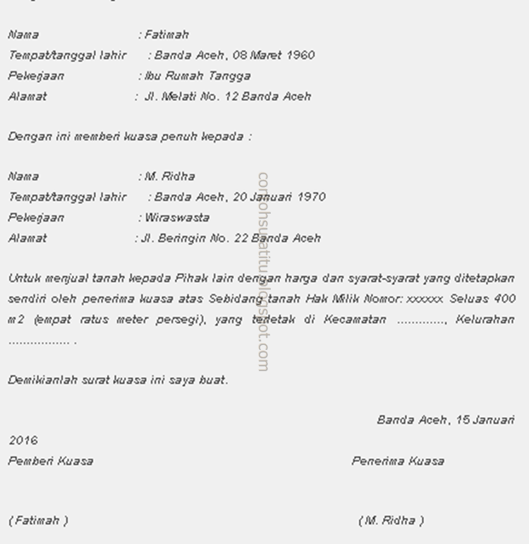 Contoh Surat, Contoh Surat Resmi, Contoh Surat Kuasa Pengambilan BPKB Mobil Yang Benar, Contoh Surat Kuasa Menjual Tanah Yang Benar