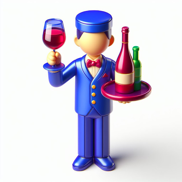 Waiter with towel holding wine glass 3D model
