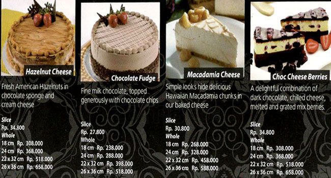 secret recipe cake menu