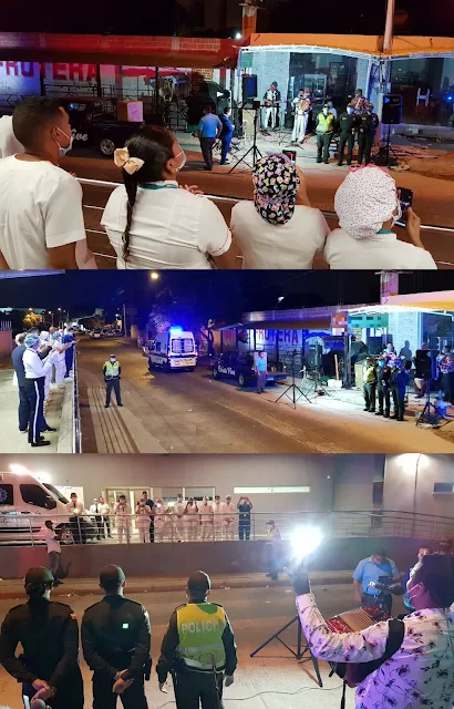 Policía llevó serenata en el Día Mundial de la salud a trabajadores del sector