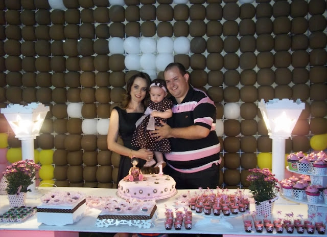 Festa ursinha marrom e rosa