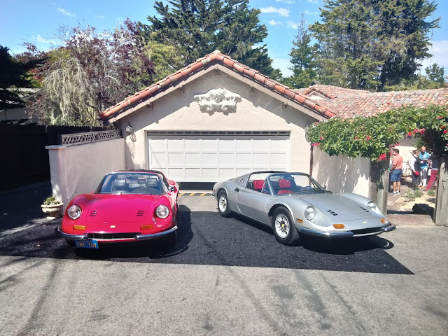 Two 1970s Dino 246s (made by Ferrari but branded "Dino" after Ferrari's son.)