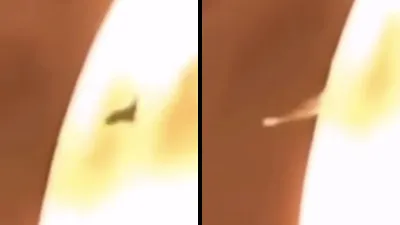 UFO flies right through the Sun.