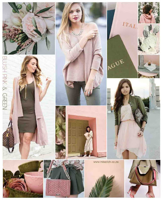 blush pink and green mood board