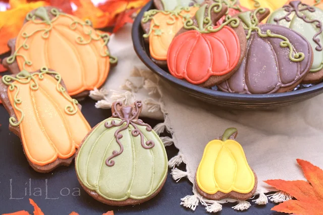 Elegant decorated pumpkin sugar cookies