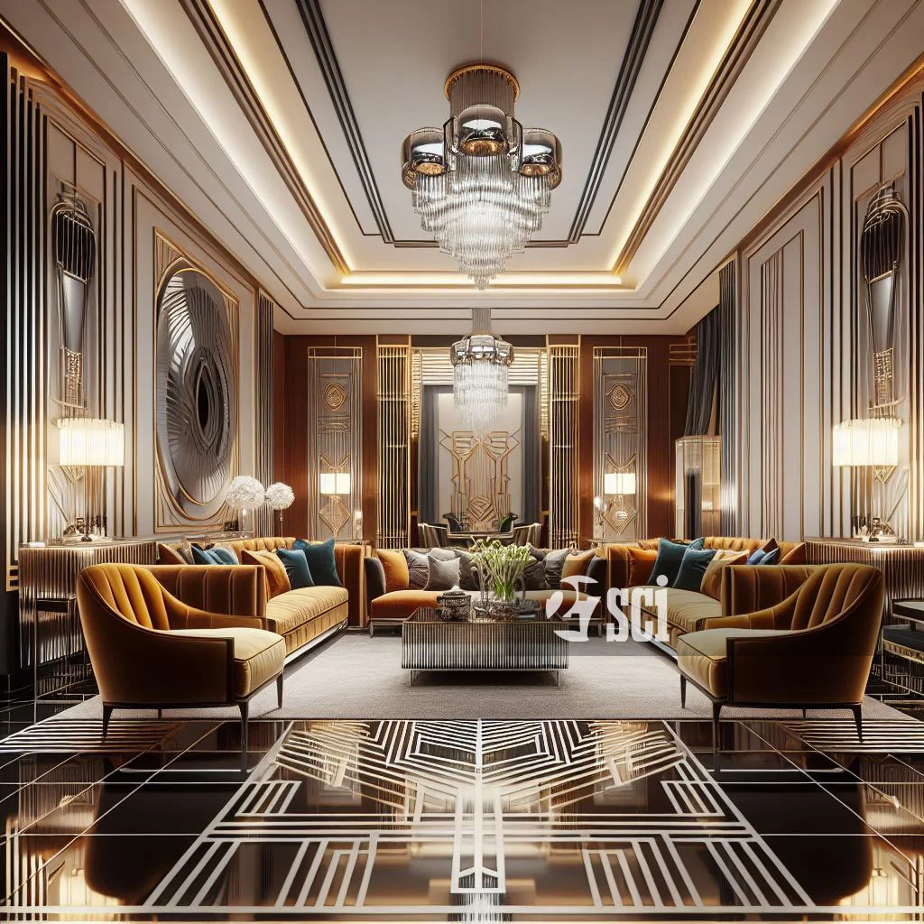Mẫu thiết kế phòng khách sang trọng hào nhoáng art deco
