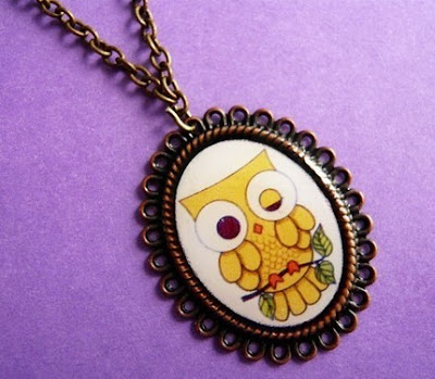 kawaii yellow owl necklace from etsy