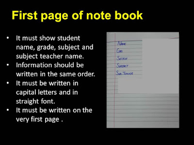 First Page of Students Notebook Checking  