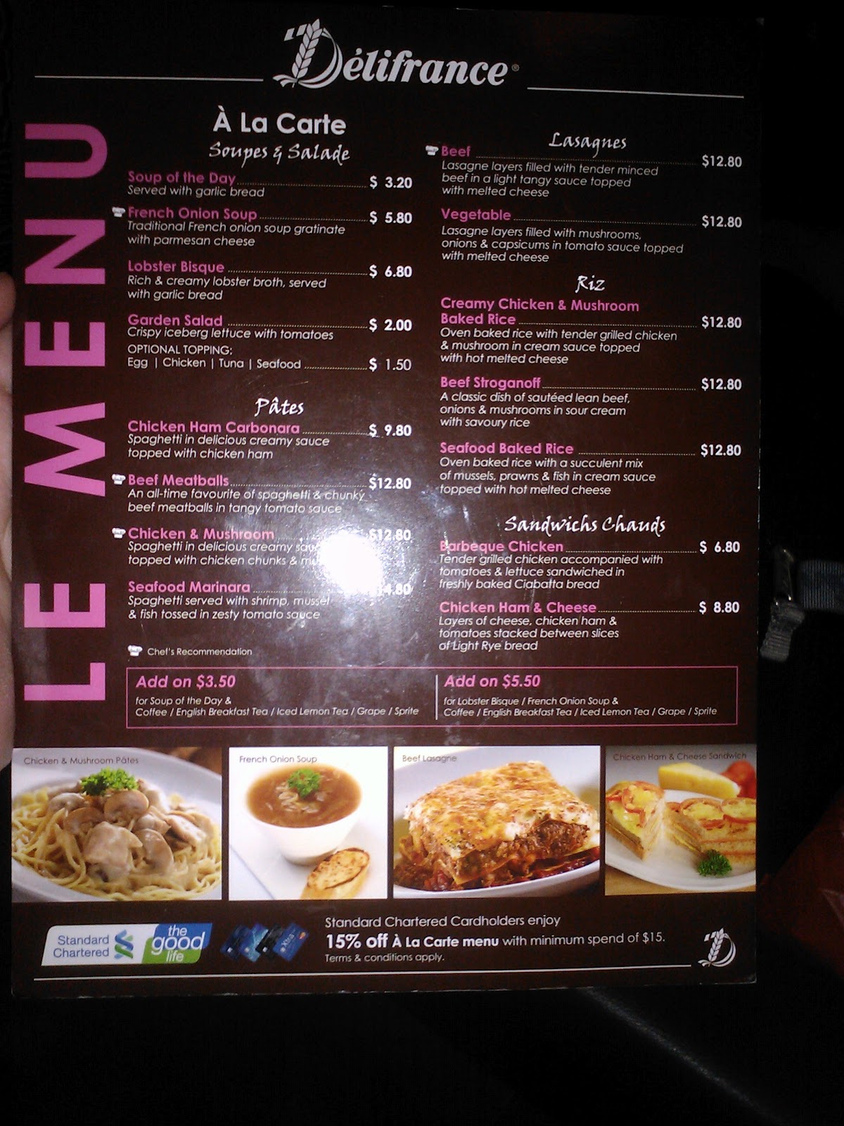 Delifrance menu