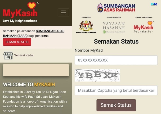 Sumbangan Asas Rahmah (SARA): Bantuan Keperluan Makanan Asas Semak Status Layak