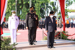 Bupati bersama Forkopimda Karimun Mengikuti Upacara Peringatan HUT Bhayangkara ke 76 Secara Virtual