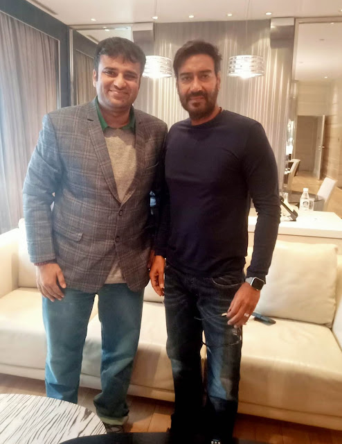 Film Critic Murtaza Ali Khan with Bollywood superstar Ajay Devgn