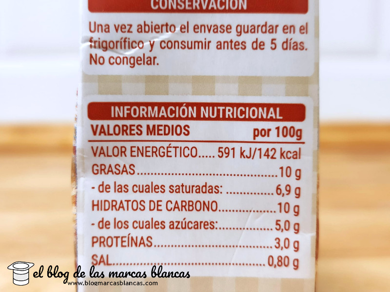 Información nutricional de la Salsa bechamel Hacendado de Mercadona fabricada por Covap en Pozoblanco (Córdoba) - El Blog de las Marcas Blancas