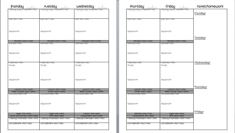 Weekly Lesson Plan Template