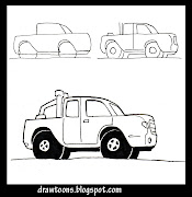 How to draw cars. Cartoon pick up truck