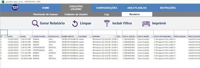 Planilha Login Excel VBA 100% Grátis