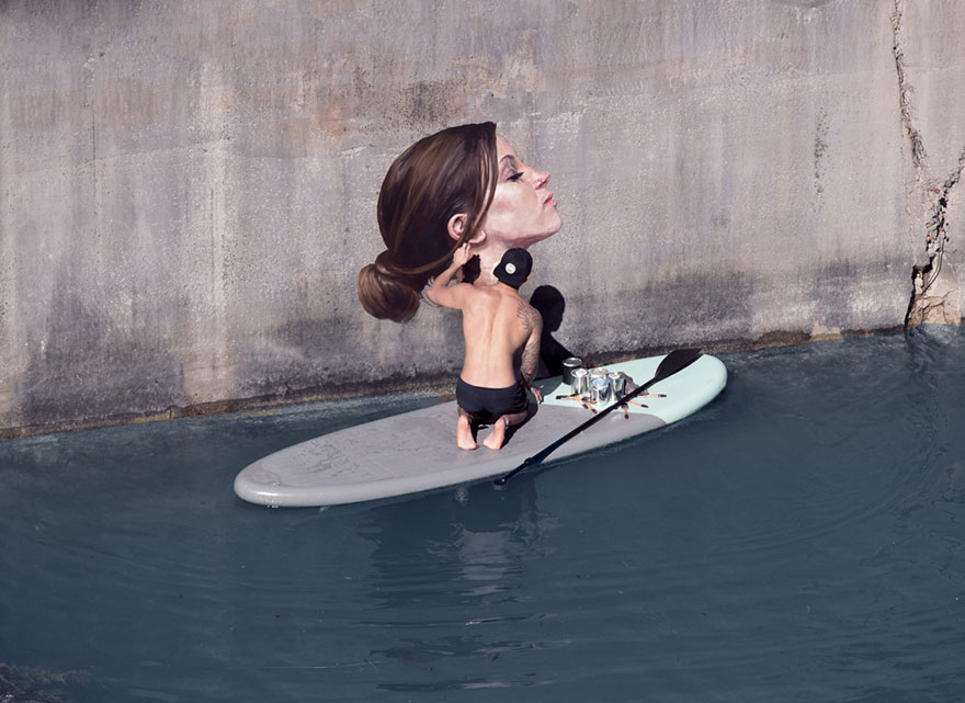 Artist Paints Murals of Women While Floating on a Surfboard