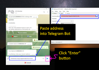 paste withdrawal address into Telegram LTC Click Bot