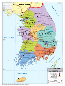  South  Korea  Map Political Regional  Maps of Asia Regional  