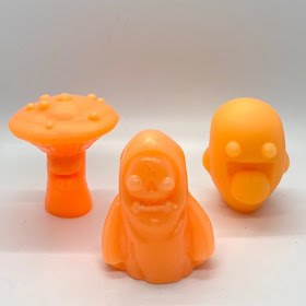 Dreamsicle Glow Edition Grimmy, Ghosty & Mushy Resin Figures by Nicky Davis