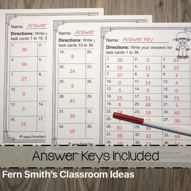 Fall Multiplication and Division Task Cards