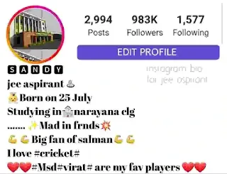 jee aspirants bio for instagram