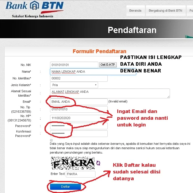 Lakukan pendaftaran online Bank BTN 