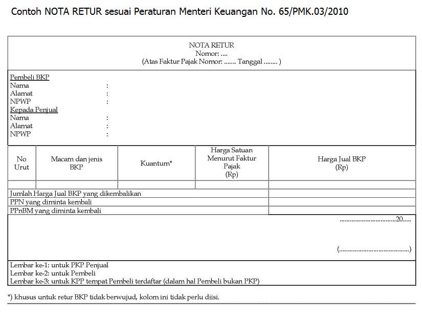 Contoh Faktur Retur Barang - Contoh O