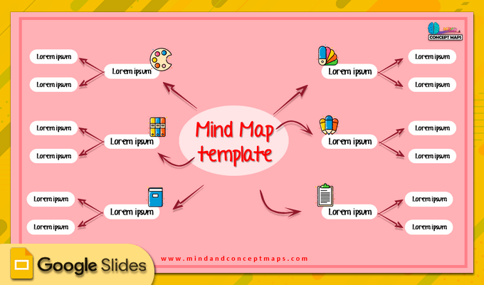 5. Template in Google Slides of mind map with lines of arrows