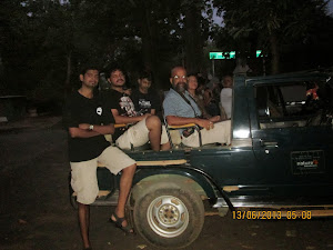 In the jeep for the first early morning jungle safari